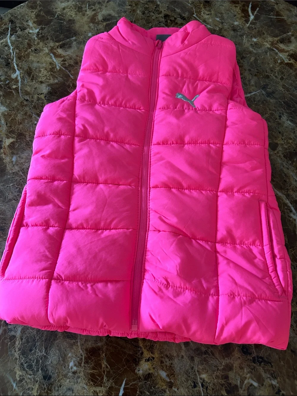 Puma Girls Pink Puffer Vest.Suze S 7-8